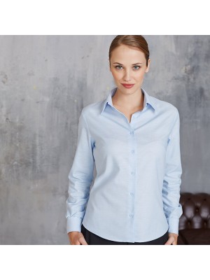 Plain Women's long sleeve easycare Oxford Kariban White 130gsm, Colours 135gsm